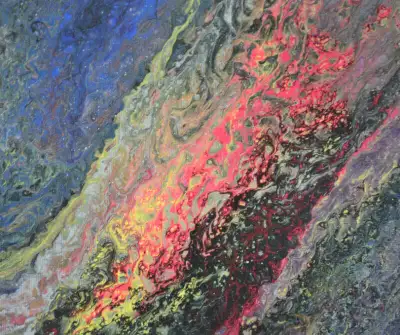 VINTAGE OIL ON CANVAS ABSTRACT PAINTING 16 X 16 INCHES, View more