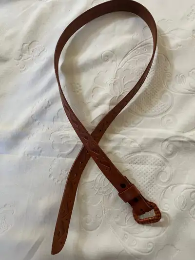 Vintage LEATHER BELT Mens 38 as is to repurpose craft / repair, View more