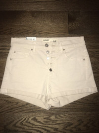 Brand new GARAGE retro high waist tan denim shorts size 03