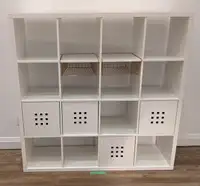 Ikea Kallax Shelf with 4 Lekman Boxes - high gloss white