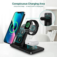 • 3-in-1 Wireless Charger Stand Pad:Charge multiple devices