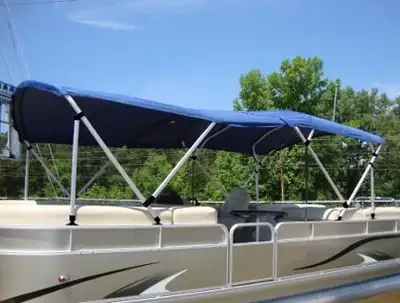 For a 21 or 22 foot Pontoon. Brand new, never used Black Double Bimini for Pontoon