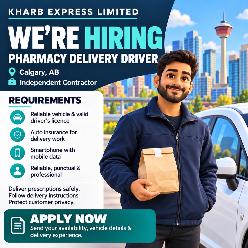 Pharmacy Delivery Driver – Calgary | Drivers & Security | Calgary ...