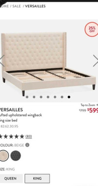 VERSAILLES KING SIZE BED STRUCTUBE $450