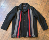 Tommy Hilfiger XL Wool dress over coat black w/ Scarf, Chest 50”