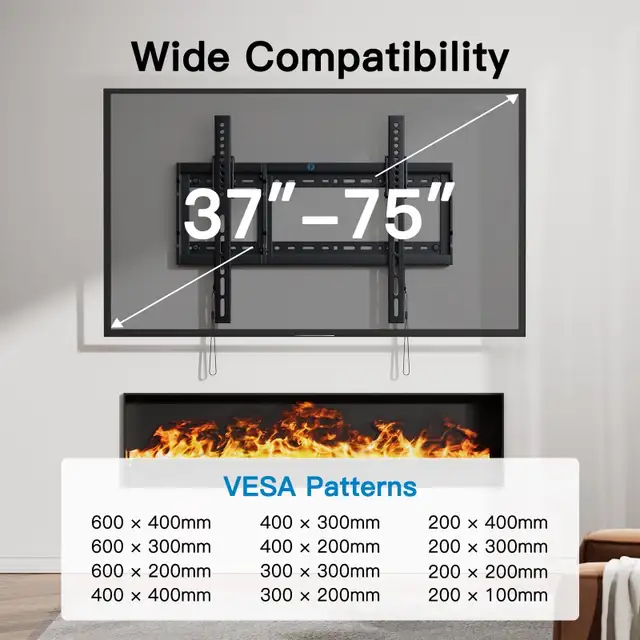 Pipishell Tilt TV Wall Mount Bracket - 37-75” - Up to 132lbs in Video & TV Accessories in Markham / York Region - Image 4