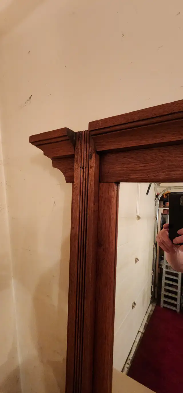 Beautiful Antique Wood Hall Mirror by Eastlake With 2 Shelves in Home Décor & Accents in Edmonton - Image 8