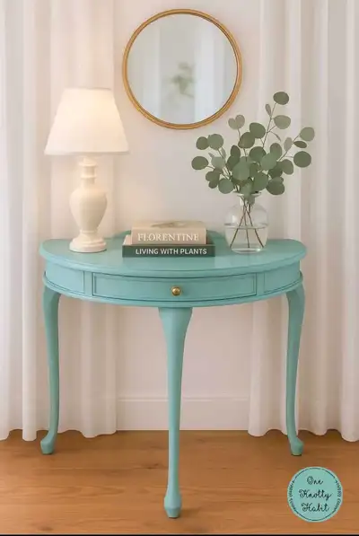 Robin's Egg Blue Half-Moon Table, View more