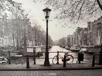 Red Bike in Amsterdam Print & Frame