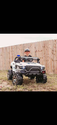 12V RC 2-Seater Police Truck Electric Car For Kids with Full LED