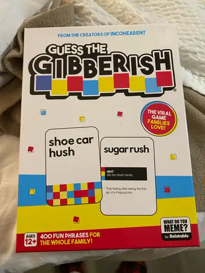 Brand new board games, card games, and puzzles. - Guess the Gibberish. New and sealed. $15 - Hedbanz...