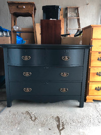 Black solid wood dresser