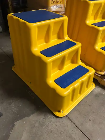 NEW Durable plastic stairs with safety railing. New step stool stairs with handrails. NEW $100. Each...