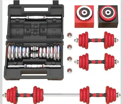 20KG 3-in-1 Dumbbell Barbell Set – Adjustable & Cast Iron, View more