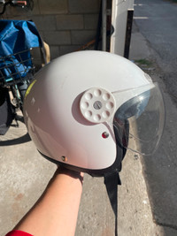 HCI White Open Face Fiberglass Helmet w/ Face shield Size S