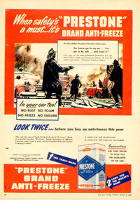 1948 large color magazine ad for Prestone Anti-Freeze