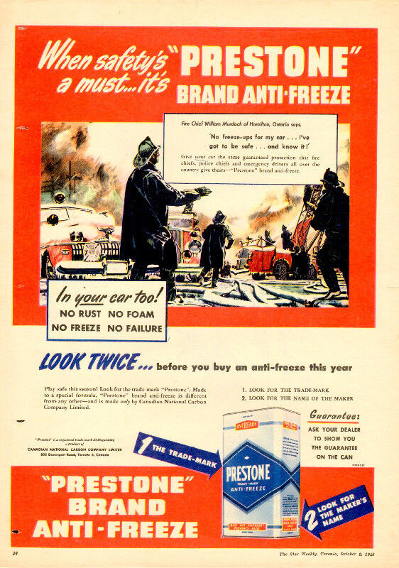 1948 large color magazine ad for Prestone Anti-Freeze in Arts & Collectibles in Dartmouth