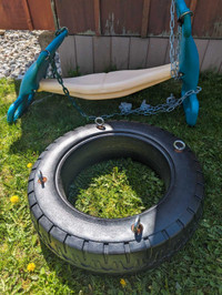 Tire swing and rocking horse 