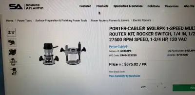 Plunge Router Porter Cable kit, View more