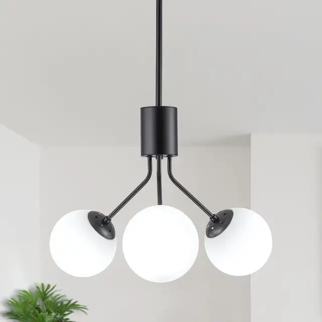 NEW IN BOX: Large 3-Light Modern Chandelier with White Shade in Indoor Lighting & Fans in Markham / York Region - Image 2