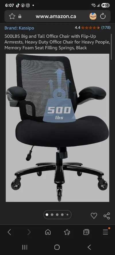 Big and Tall Office Chair with Flip-Up Armrests brand new, View more