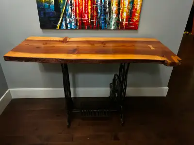 Vintage Sewing Machine Console Table, View more