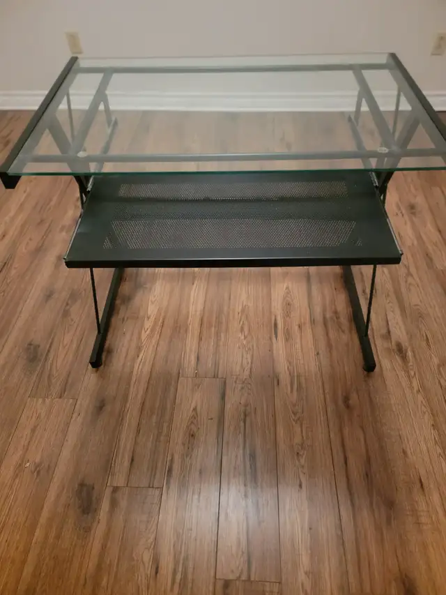 Glass Top Desk With Pull Out Keyboard Panel for Sale!
