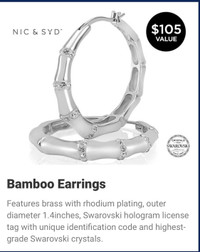 Swarovski Bamboo Earrings Brand New $35