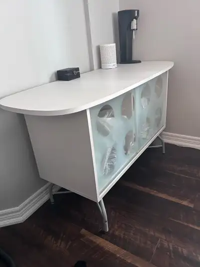 White Sideboard Cabinet with Frosted Glass Doors, View more