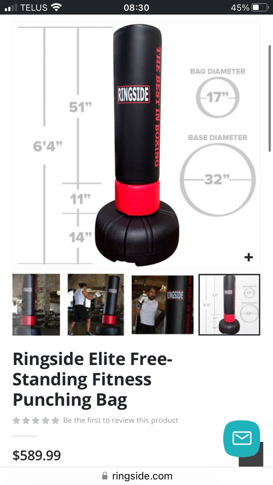 Ringside Elite Free-Standing Fitness Punching Bag, like new | Exercise ...