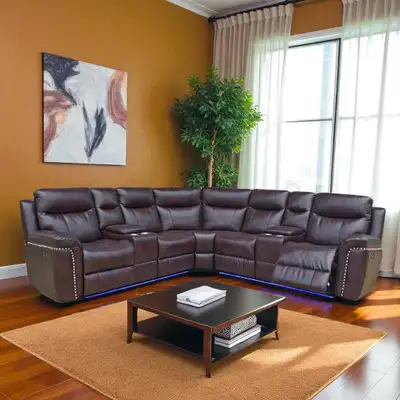 New 3 PC Power Recliner Sectional In Gel Leather Big Sale, View more