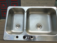 3-Hole Double Sink - Kindred Combination Bowl