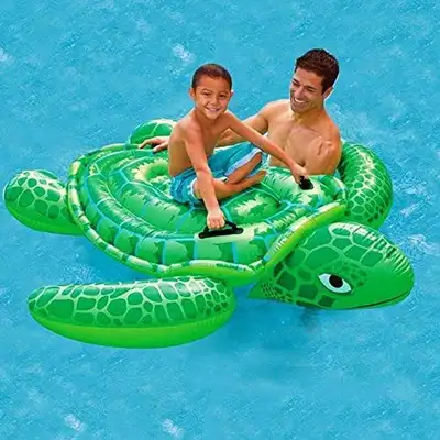 NEW✨  INFLATABLE RIDE-ON SEA TURTLE POOL FLOAT, 75" X 67", View more