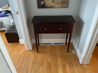 Table en bois 30x11.5, 2 tiroirs, View more