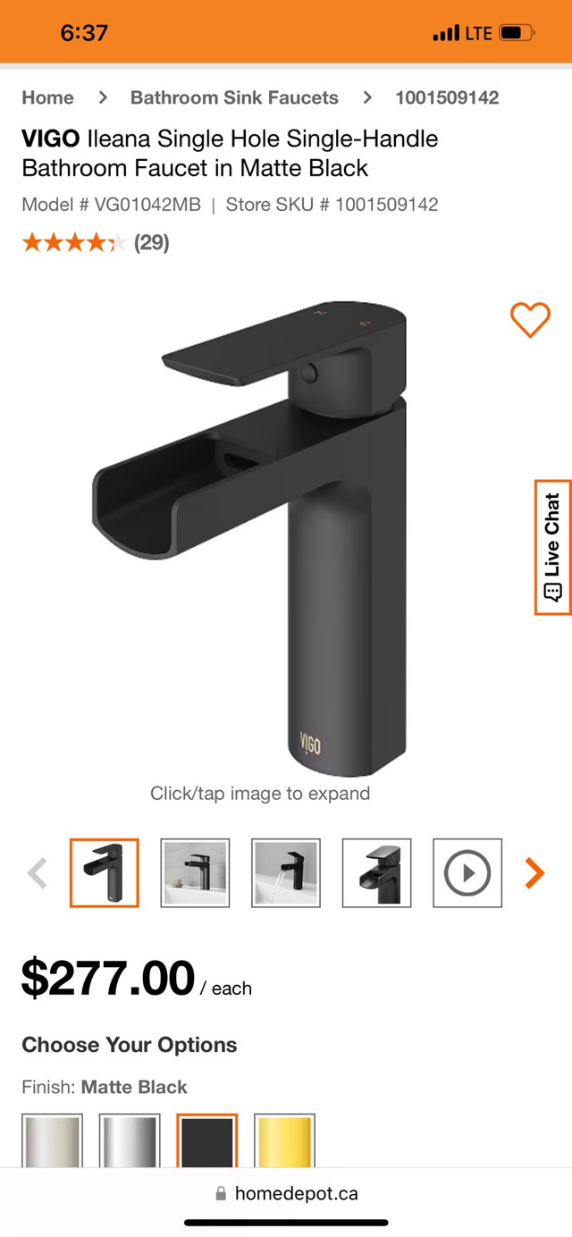 Bathroom faucet washroom faucet waterfall VIGO NEW  in Plumbing, Sinks, Toilets & Showers in Kitchener / Waterloo - Image 2