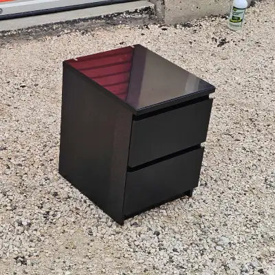 Original Malm Nightstand. Black Color that ikea does not sell anymore. Comes with glass top protecto...