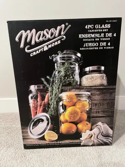 Mason Craft & More 4-piece Glass Canister Set-BRAND NEW, View more