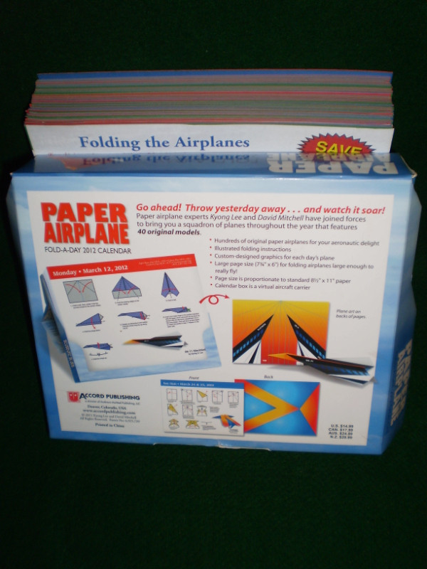 Paper Airplane Fold-a-Day: 2012 Day-to-Day Calendar in Arts & Collectibles in City of Toronto - Image 2