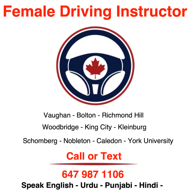 Female Driving Instructor G/G2 Training MTO Licensed
