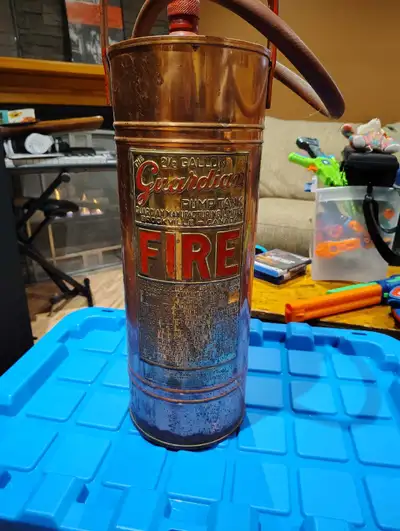 Vintage copper Guardian fire extinguisher , View more