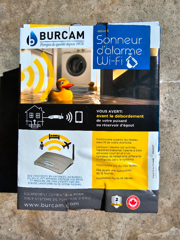 Burcam Wi-Fi Water Watcher Alarm System for Sump/Sewage Basin in Security Systems in Kitchener / Waterloo - Image 2