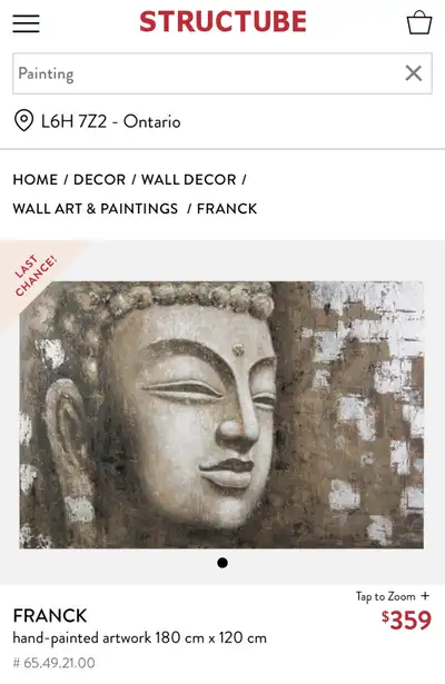 Structube large painting Buddha Franck New, View more