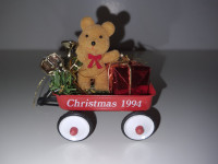Teddy bears on chariot - Christmas Ornament