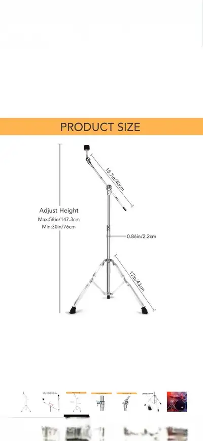 Get ready to rock with this adjustable boom cymbal stand, perfect for drummers seeking flexibility a...