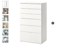 IKEA - VIHALS 6-drawer dresser, white/anchor/unlock-function, 70