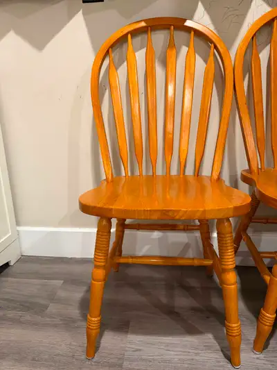 5-Piece Solid Oak Dining Set - Round Table & 4 Windsor Chairs, View more