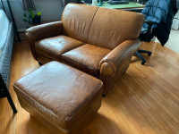 Leather Sofa and Ottoman