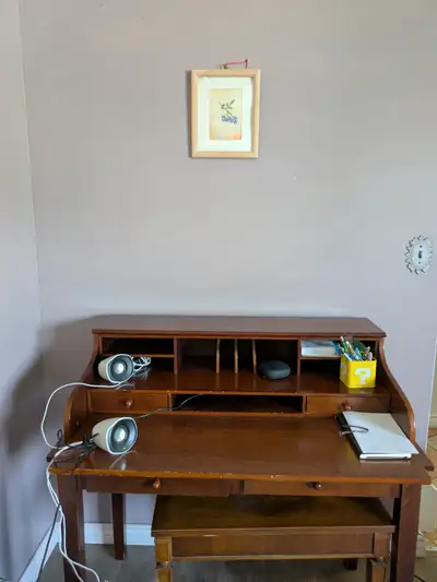 Desk with cubbies and drawers, View more
