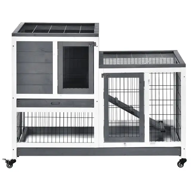 43.25" 2-tier Wooden Rabbit Hutch, Indoor Bunny Cage, 2 trays  in Accessories in Markham / York Region - Image 10
