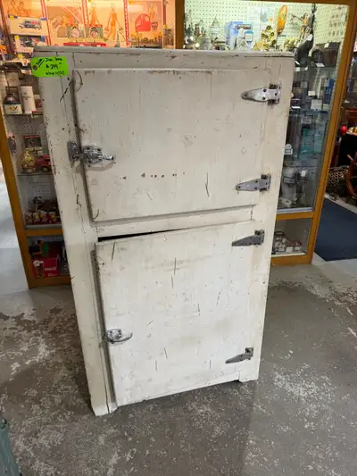 large old solid wood ice box , View more